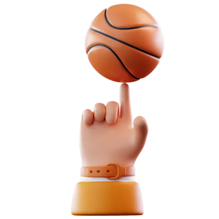 Dedo gira a bola de basquete  3D Icon