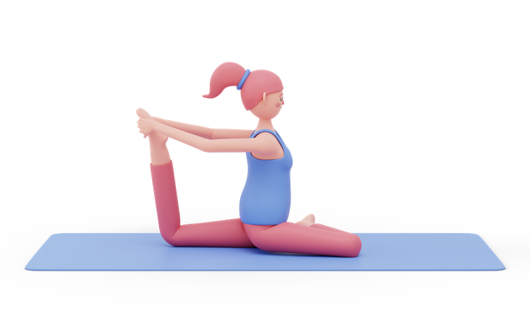 One Leg Pigeon Yoga Pose  3D Illustration