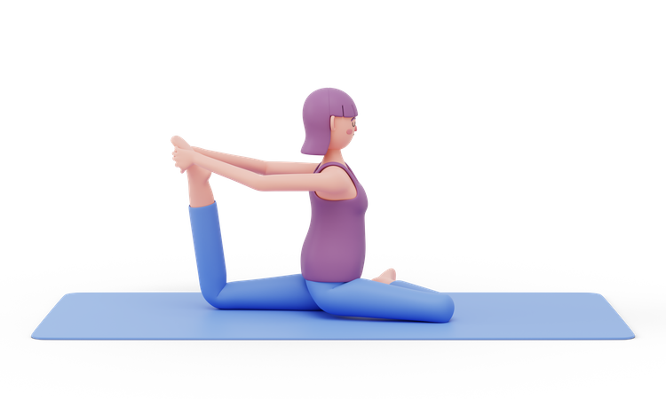 One Leg Pigeon Yoga Pose  3D Illustration