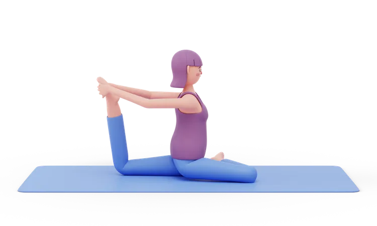 One Leg Pigeon Yoga Pose  3D Illustration