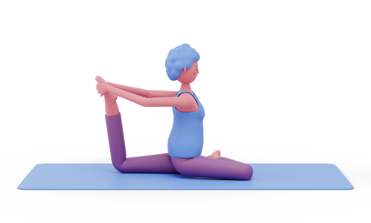 One Leg Pigeon Yoga Pose  3D Illustration