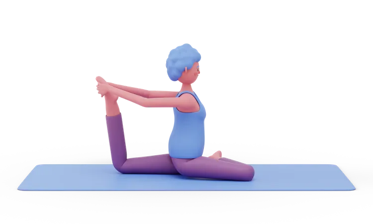 One Leg Pigeon Yoga Pose  3D Illustration