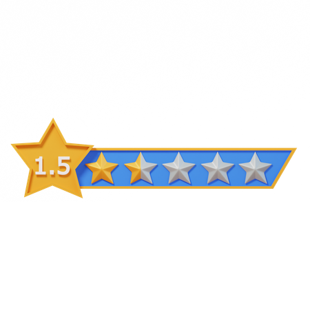 One Point Five Star Rating Label  3D Icon