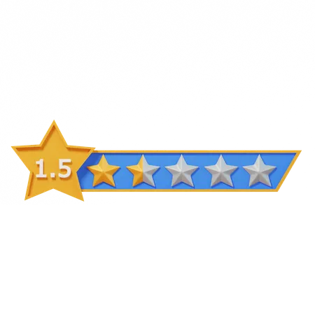 One Point Five Star Rating Label  3D Icon