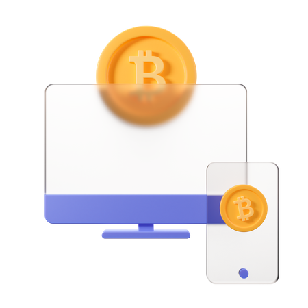 Online Bitcoin  3D Illustration