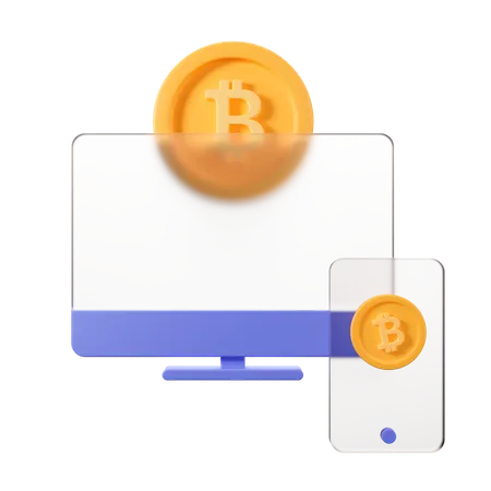 Online Bitcoin  3D Illustration