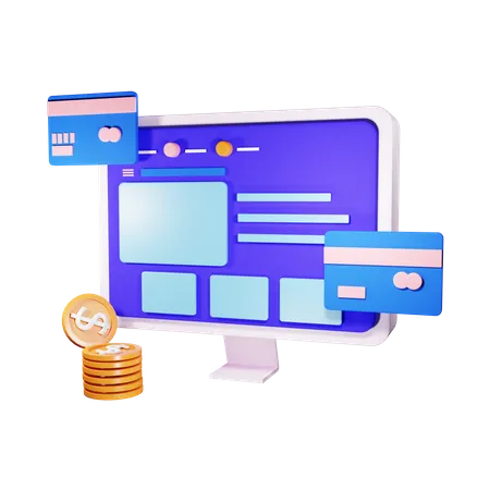 Online Card Payment  3D Illustration