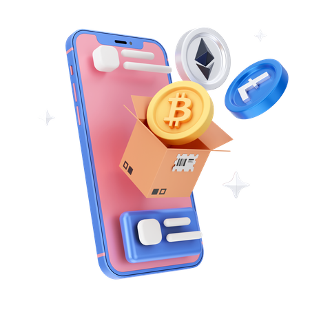 Online Cryptocurrency  3D Icon