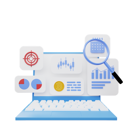 Online cryptocurrency trade analysis  3D Illustration