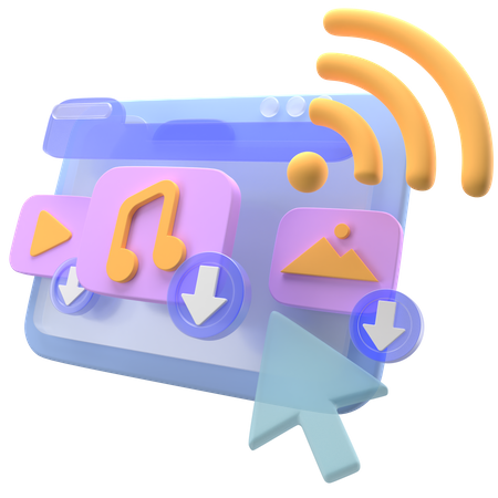 Online Download Media  3D Icon