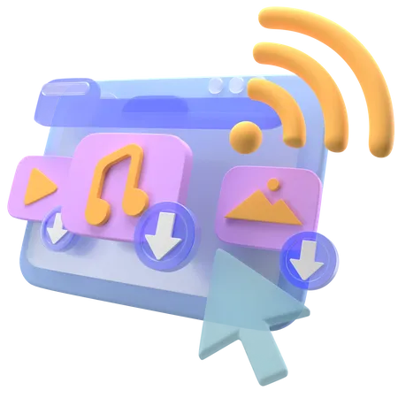 Online Download Media  3D Icon