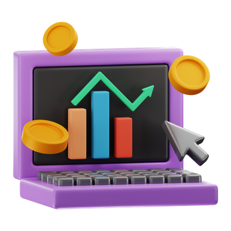 Online Financial Growth  3D Icon