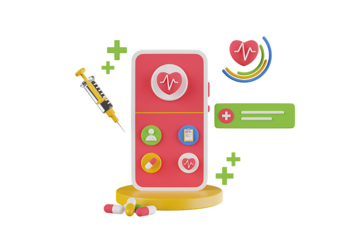 Online healthcare app  3D Illustration