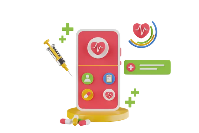 Online healthcare app  3D Illustration