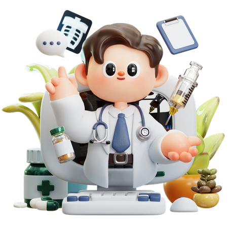 Online Medical Services  3D Illustration