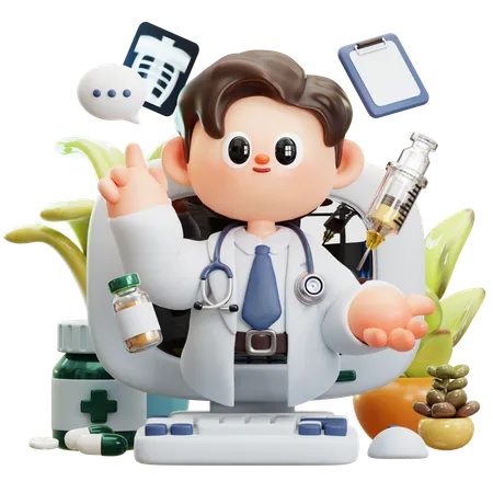 Online Medical Services  3D Illustration