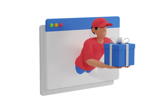 Online Order Delivery  3D Illustration