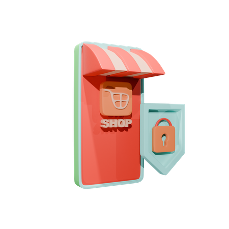 Online Secure Shopping  3D Icon