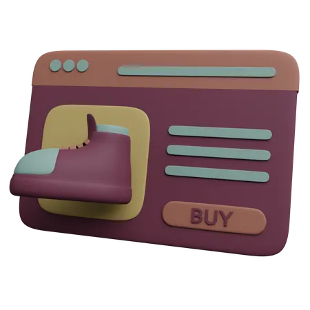 Online Shoe Shopping  3D Icon