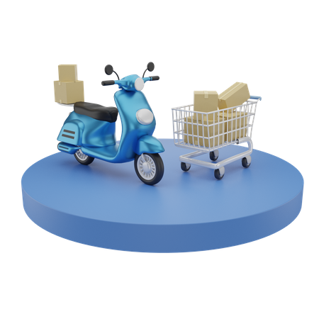 Online shopping and courier Service  3D Illustration