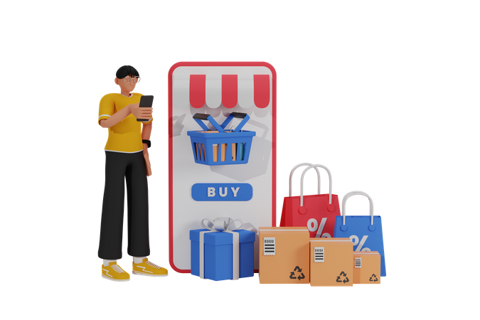 Online shopping App  3D Illustration