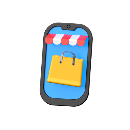 Online-Shopping-App im Mobiltelefon.  3D Icon