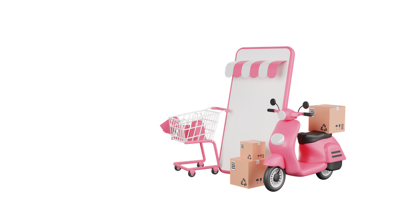 Online Shopping Delivery  3D Illustration