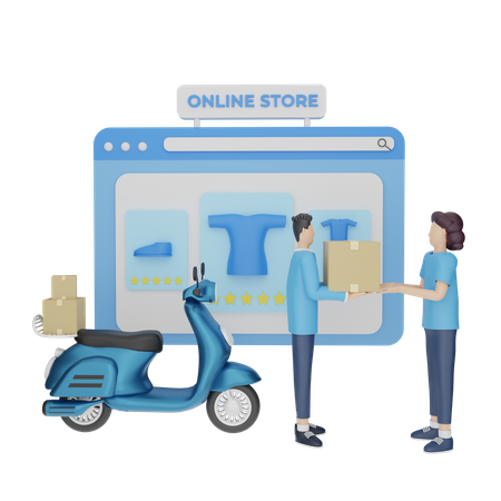 Online shopping delivery  3D Illustration