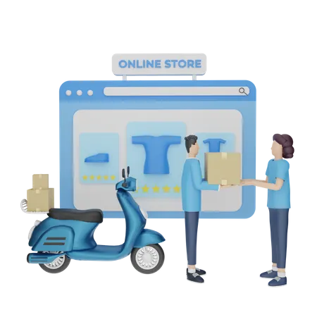 Online shopping delivery  3D Illustration