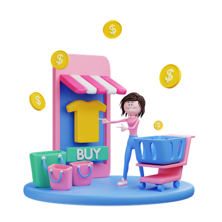 Online shopping store  3D Illustration