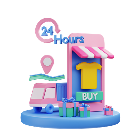 Online shopping store  3D Illustration