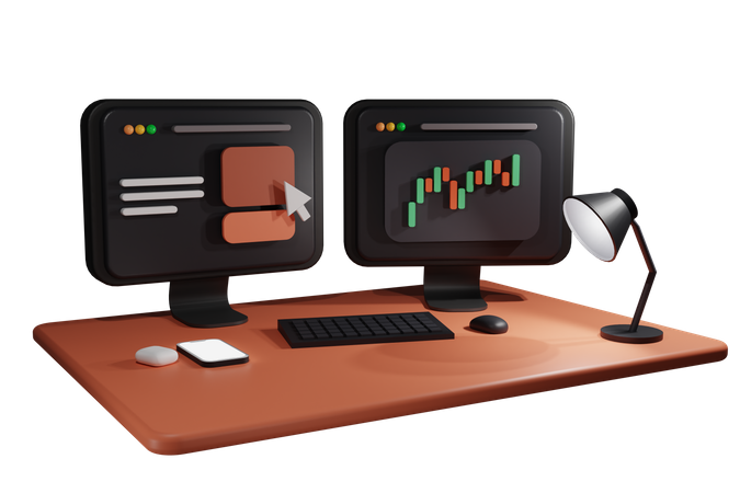 Online Stock Market  3D Illustration