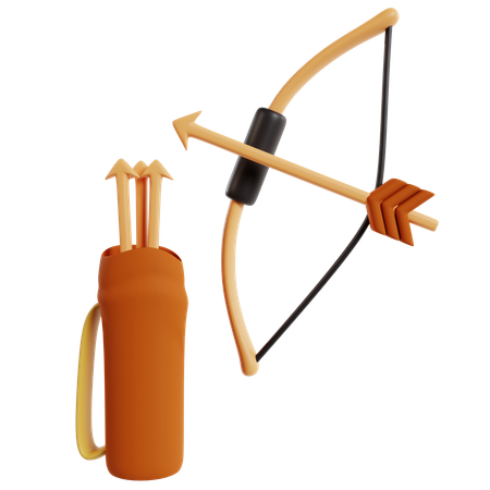 Orange Archery Equipment Set  3D Icon