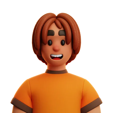 ORANGE SHIRT MAN  3D Icon