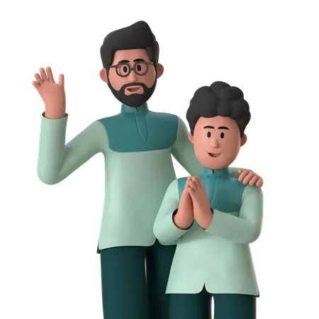 Padre e hijo  3D Illustration