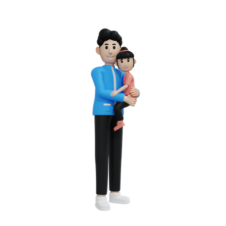 Padre sosteniendo hija  3D Illustration