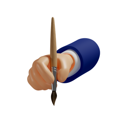 Paintbrush In Hand  3D Illustration