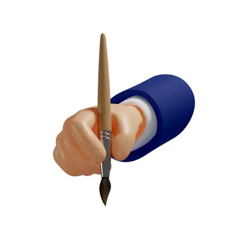 Paintbrush In Hand  3D Illustration