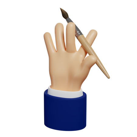 Paintbrush In Hand  3D Illustration