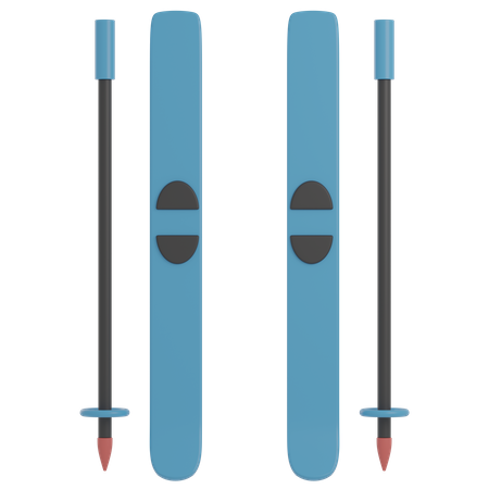 Pair Of Skis And Poles  3D Illustration