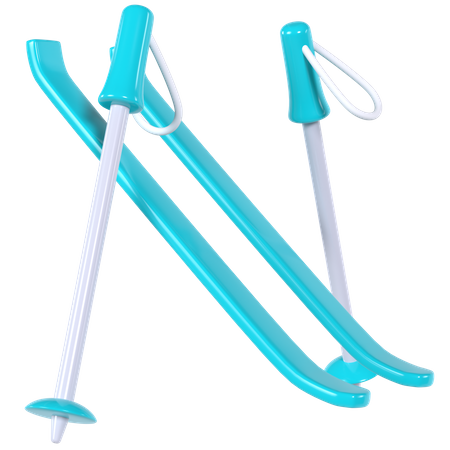 Pair Of Skis And Poles  3D Illustration