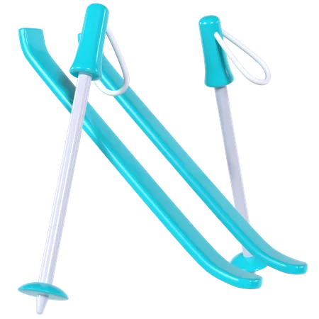 Pair Of Skis And Poles  3D Illustration