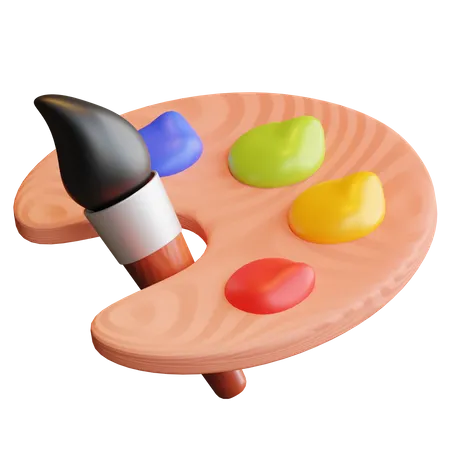 Paleta de colores y pincel  3D Illustration