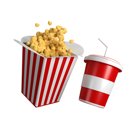 Palomitas de maíz y coca cola  3D Icon