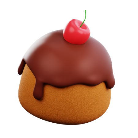 Pan de chocolate derretido con cereza  3D Icon