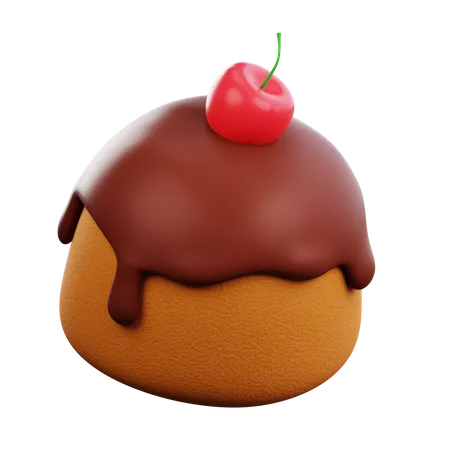 Pan de chocolate derretido con cereza  3D Icon