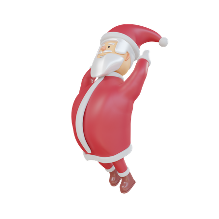 Papá Noel saltando en el aire  3D Illustration