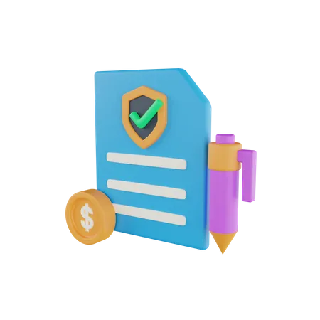 Documento de seguro  3D Icon