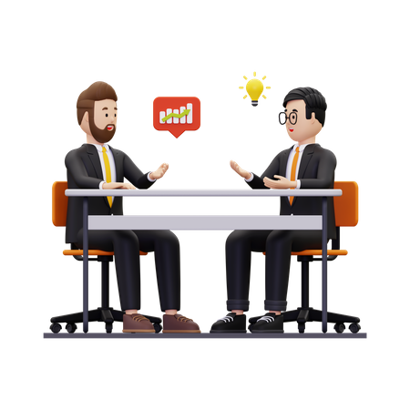 Parceiros de negócios discutindo sobre a ideia  3D Illustration