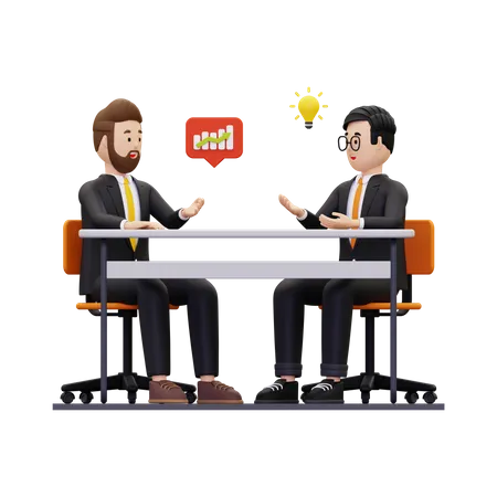 Parceiros de negócios discutindo sobre a ideia  3D Illustration